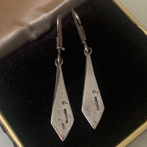 Sterling Silver Geometric Dagger Drop Dangle - Picture 3 of 3